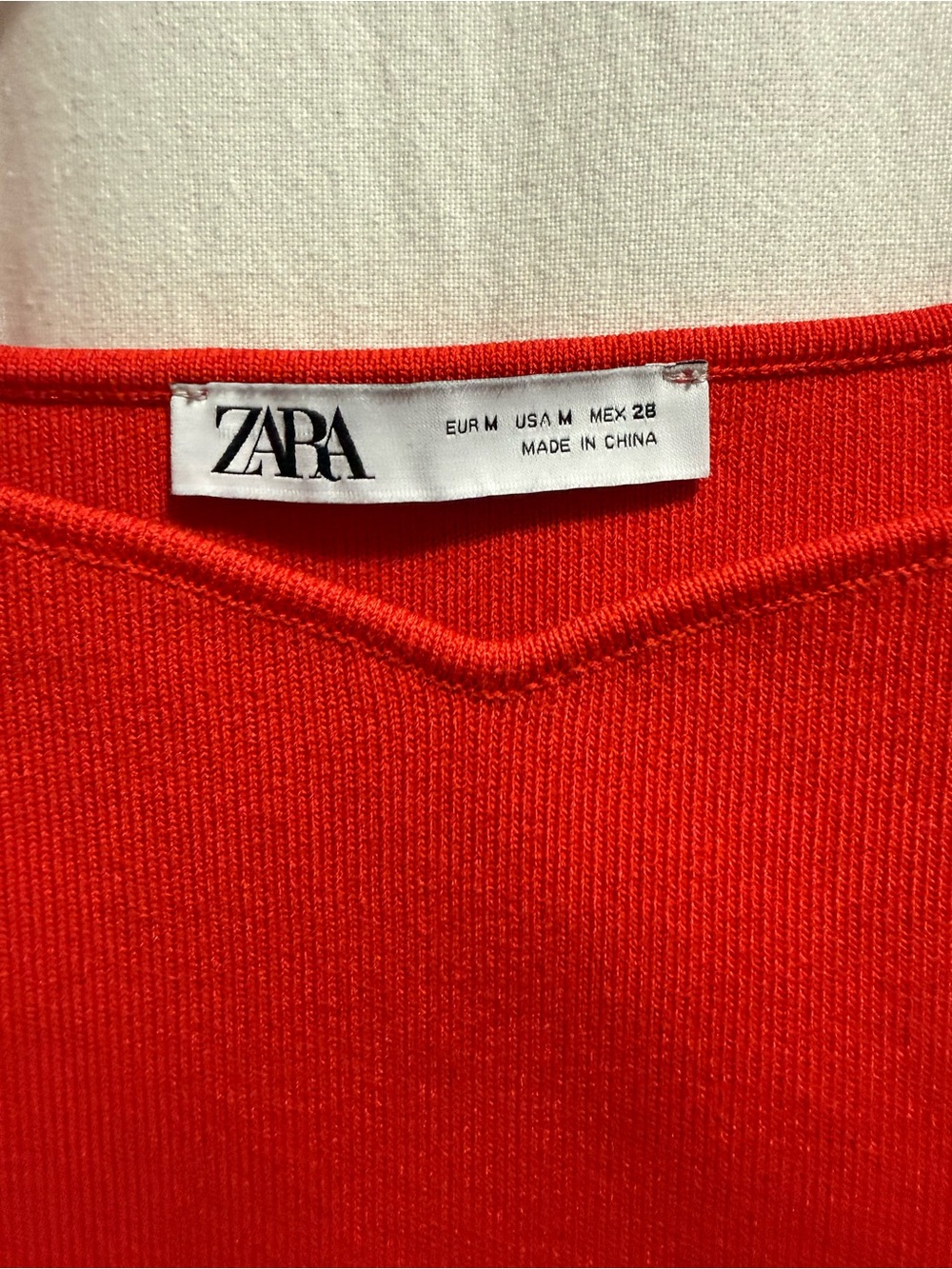 Zara Red Ribbed Square-Neck Crop Tank Top - Picture 4 of 5